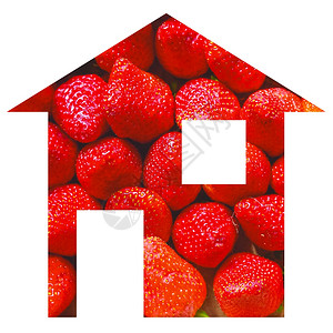 草莓屋2D模型插图孤立于白色图片