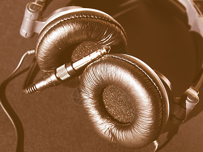 耳机古老音乐监听和打字用的耳机详情有选择焦点古老图片