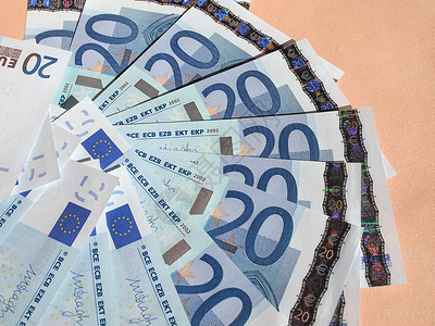 20元话费20欧元纸币洲联盟20元现钞货币背景