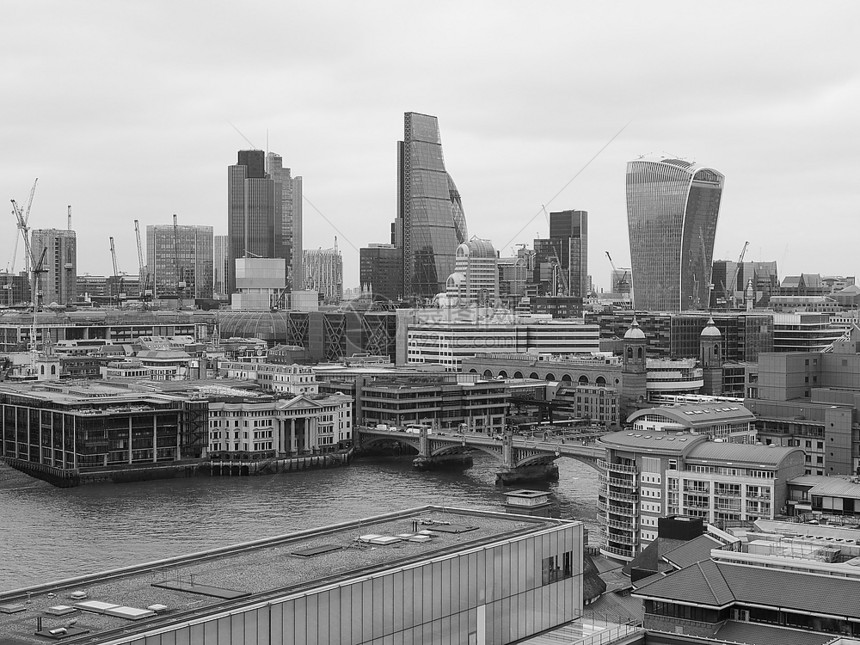 伦敦航空视图英国伦敦市的空中视图黑白图片