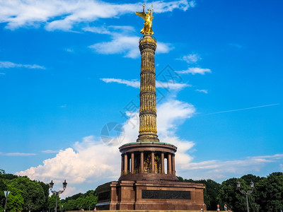 柏林人类发展报告天使雕像德国柏林蒂尔加滕公园的HDR高动态场图片