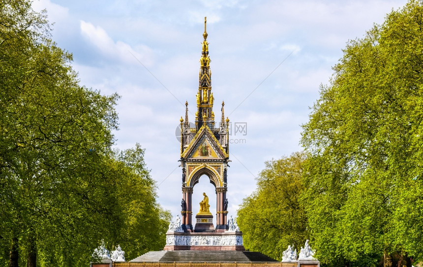 艾伯特纪念伦敦人类发展报告英国伦敦Kensington花园的HDRAlbert纪念图片