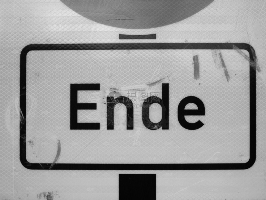柏林的Ende标志黑白两色德国柏林的Ende意思是结束标志图片