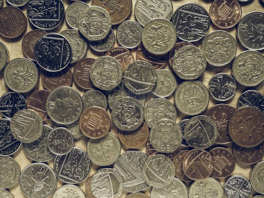 英镑硬币国的硬币货图片
