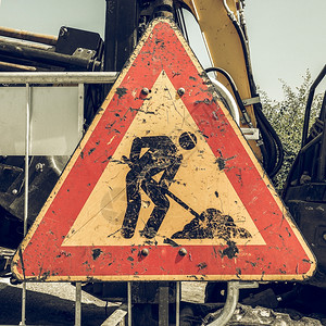 老式道路工程标志老式警告标志道路工程交通标志图片