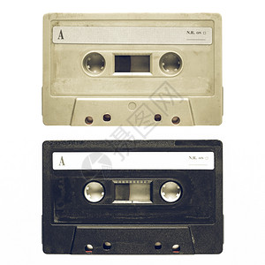 用于录音乐制的磁带孤立于白色背景图片