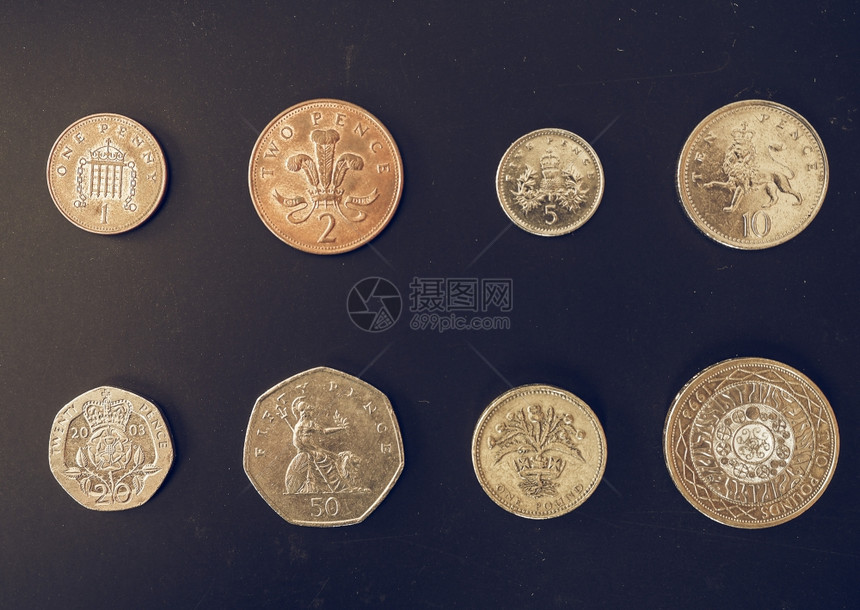老式英国镑硬币英国的老式英镑硬币图片