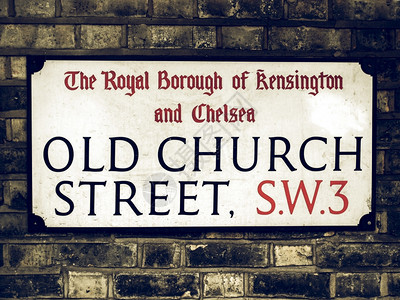 英国伦敦切尔西市的旧街牌图片