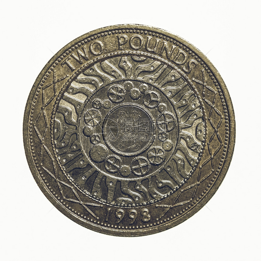 2英镑硬币寻找的2英镑的国货币孤立于白色背景图片