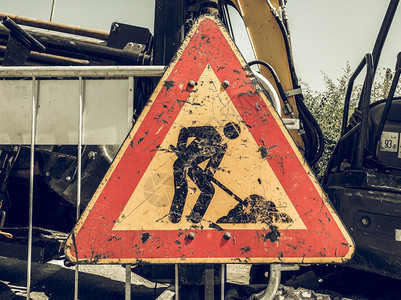 老式道路工程标志老式警告标志道路工程交通标志图片