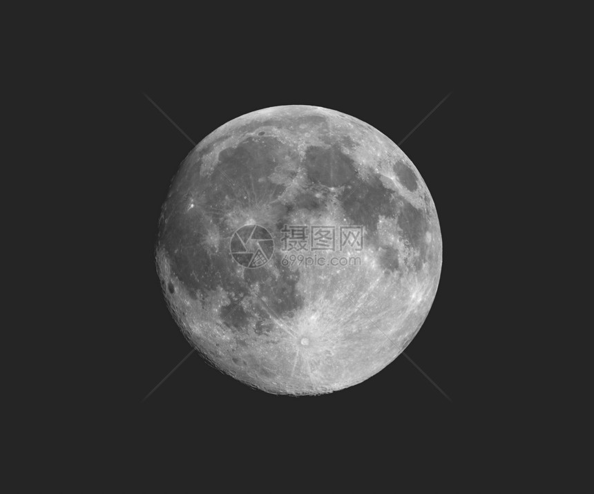 满月用望远镜看光老旧的外观满月用天文望远镜看月光用黑白的天文望远镜看月光老旧的外观逐渐淡化图片