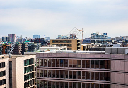 Hdr从德国汉堡哈芬市Hafencity观测到的城市天线空中观测hdr背景图片