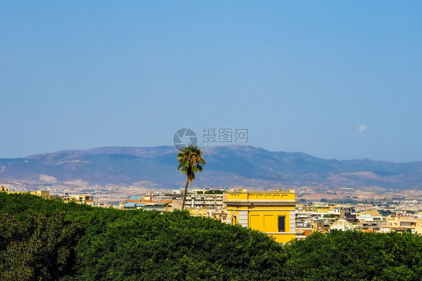 Cagliarihdr的空中观察意大利Cagliari市的空中观察充满活力的高动态范围图片