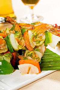 美味海鲜蔬菜烤串图片