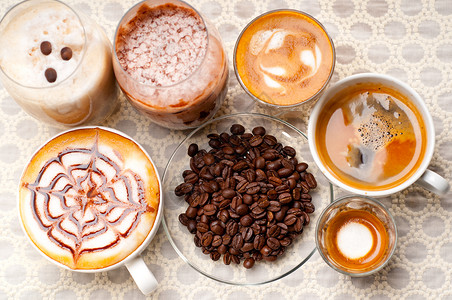意大利咖啡不同种类的组合选择图片