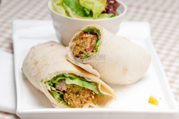 FalafelPitafa面包卷装三明治传统阿拉伯中东部食品图片