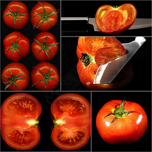 黑方框嵌入的西红柿拼图图片