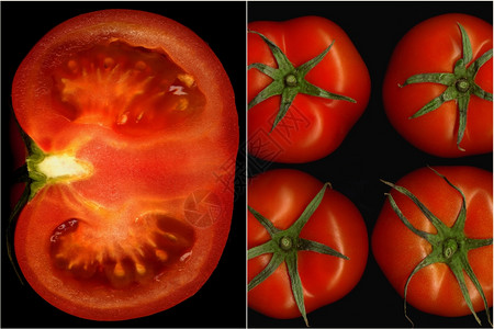 黑方框嵌入的西红柿拼图背景图片
