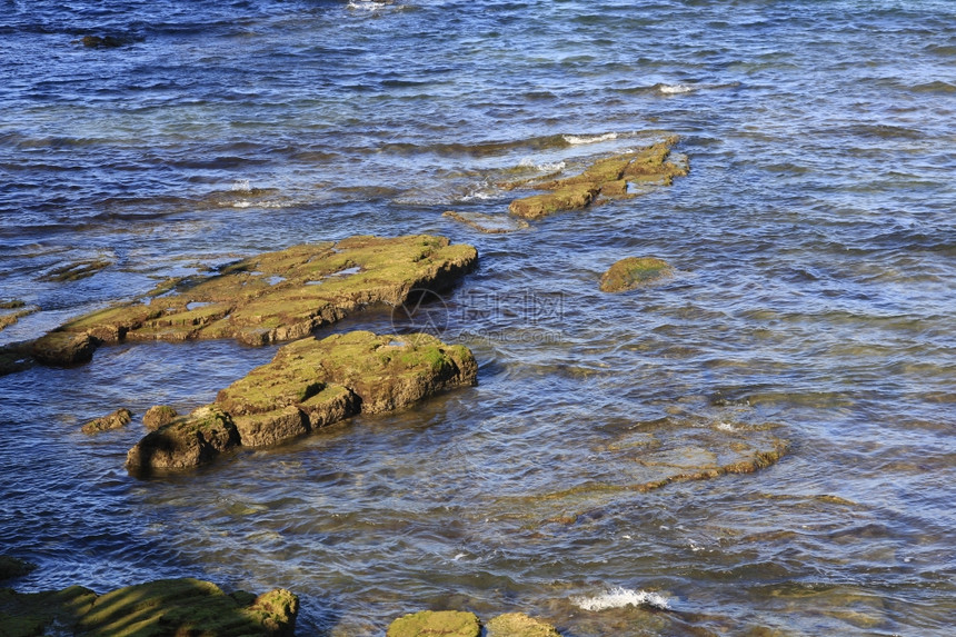 低潮时浮现的水岩图片