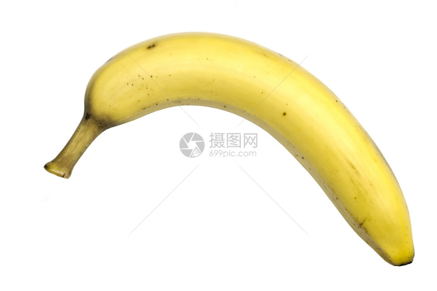 白背景上孤立的成熟香蕉图片