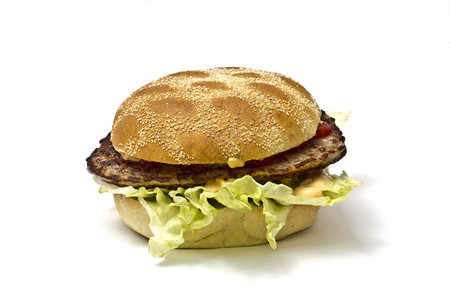 美味汉堡以白色背景关闭背景图片