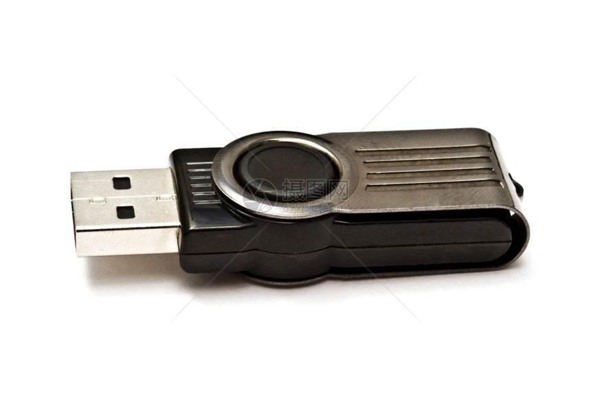 以白色背景隔离的USB存储驱动器图片
