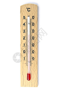 白色背景的Wooden温度计闭合图片