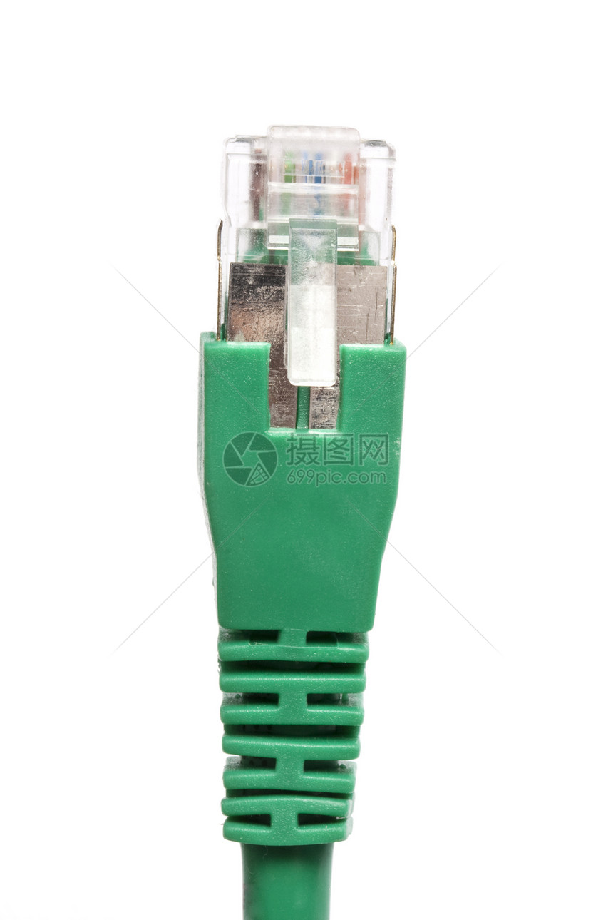 白色的绿网络电缆图片