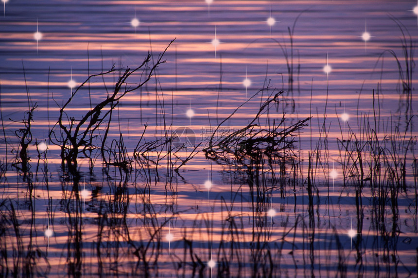 湖边深夜背景的美丽抽象光照图片