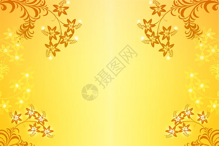 黄色背景的美丽抽象花朵图片
