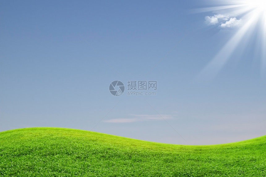绿地和蓝天空的景观图片