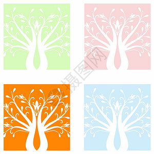 四个季节的简易艺术树背景图片