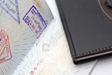 护照上移民印章的背景图片