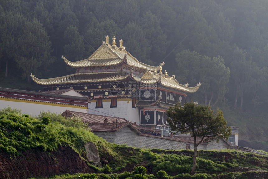 四川的兰穆西寺庙图片