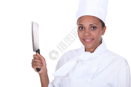 拿着厨房刀的师背景图片
