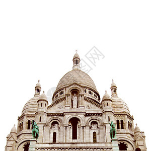 法国巴黎蒙马特教堂法国巴黎白色与复制空间隔离图片