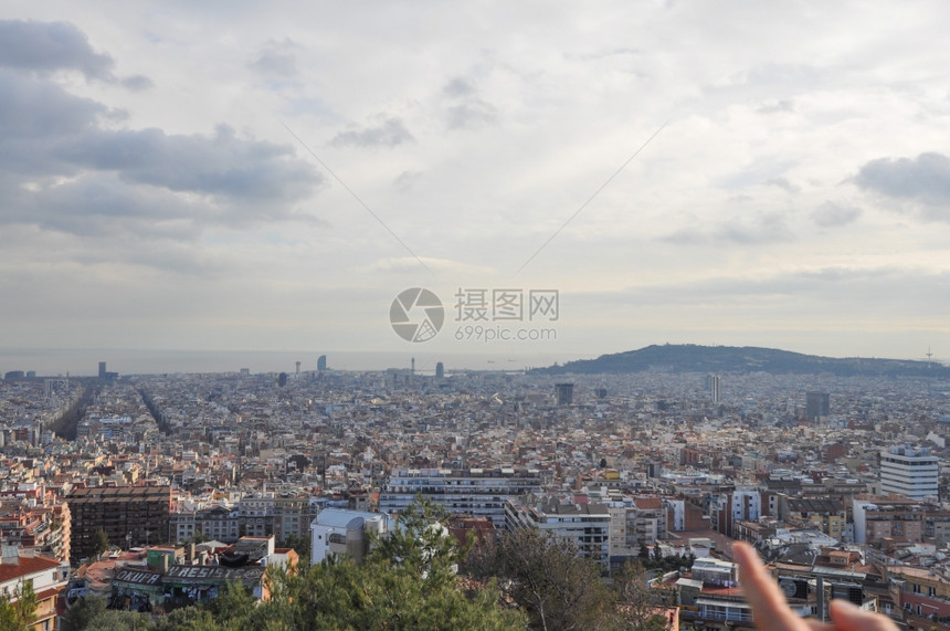 从Juic山丘对巴塞罗那的空中观察图片