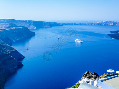 希腊人类发展报告希腊法拉爱琴海岛圣托里尼的法拉首府高动态范围HDR图片