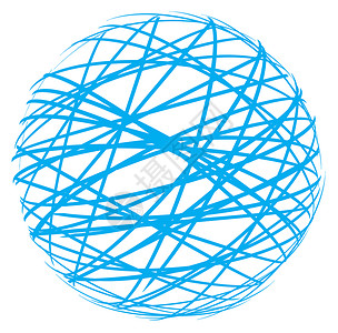 白色背景上的蓝线抽象球体背景图片