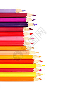 在白色背景上隔离的各类彩色铅笔背景图片