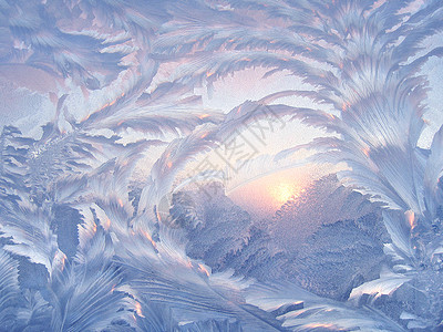 冬季玻璃上美丽的冰面图案图片