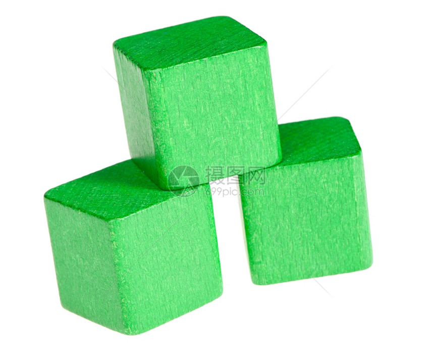 绿木立方体白底隔离图片