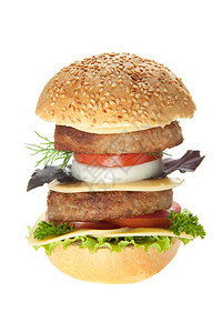 汉堡包快餐它被隔离在白色背景上图片