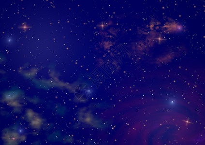 星夜空光闪耀和太空彩雾背景图片