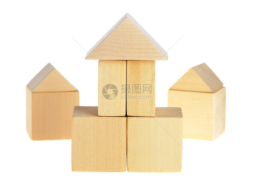 木屋儿童玩具木板白色的孤立图片