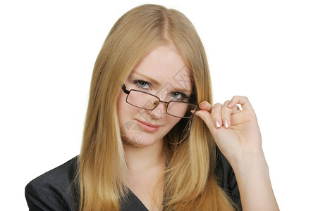 戴眼镜的金发美女丽的年轻女白脸图片