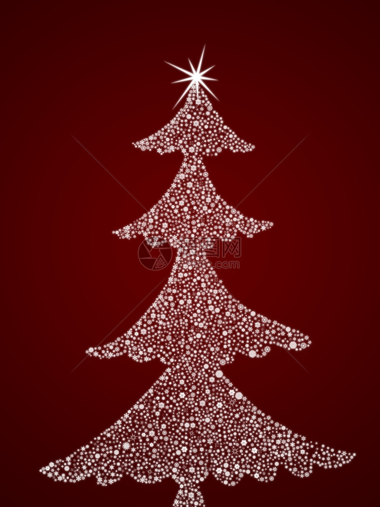 圣诞的抽象毛皮树它是由一系列不同的雪花所创造图片