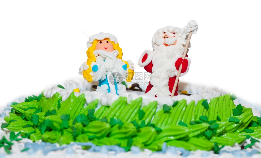 新年蛋糕白雪公主和圣诞老人在数小时内被装饰图片