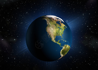 地球北美高品质的3D使地球母亲背光照与恒星相伴的空间图片