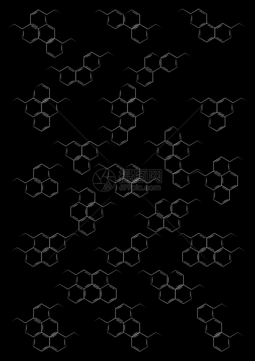 带有苯环结构化学公式的黑板图片